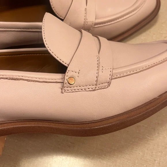Franco Sarto Edith 2 penny loafer light pink leather wide almond toe block heel - Picture 11 of 16